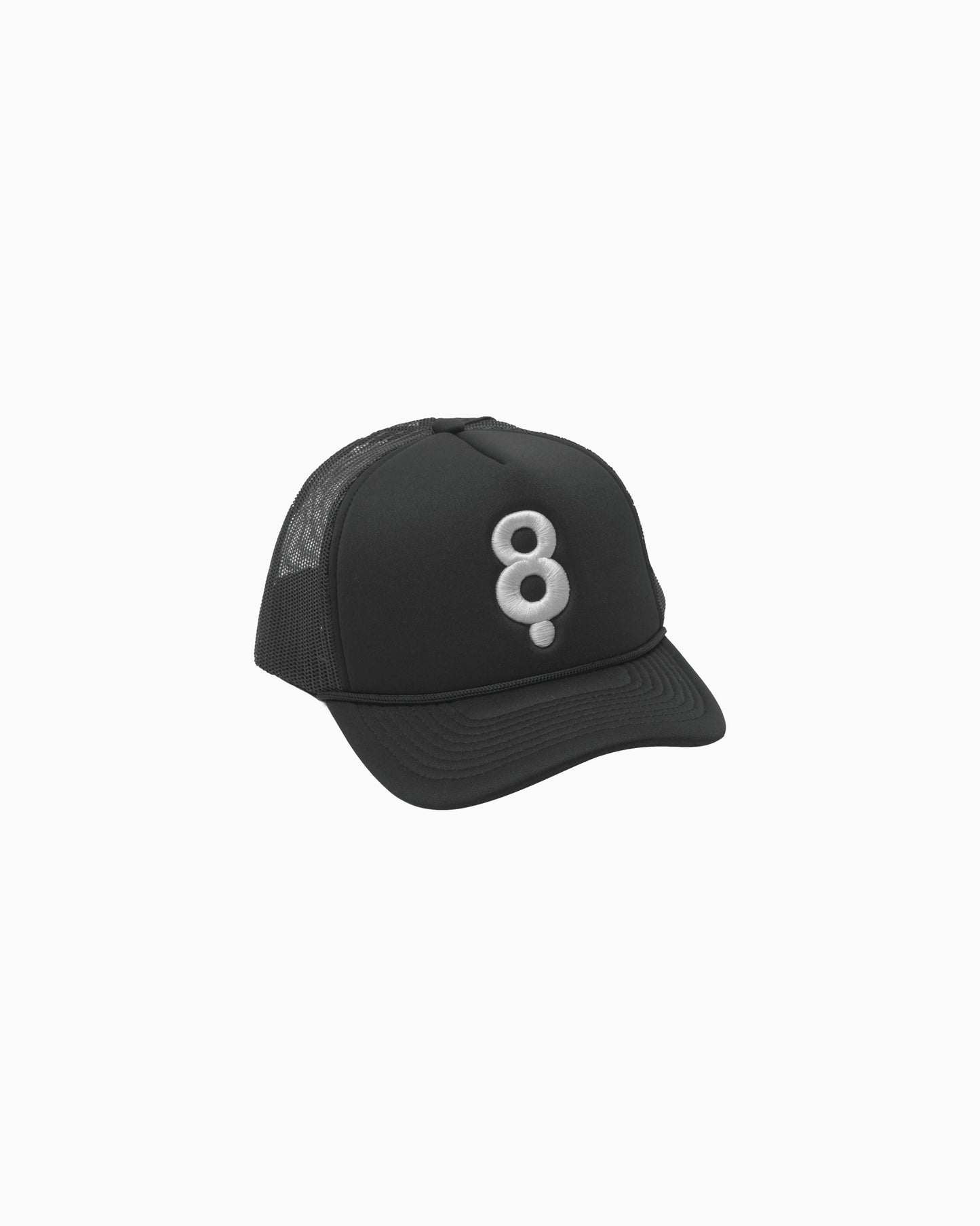 8 LOGO PADDED TRUCKER HAT