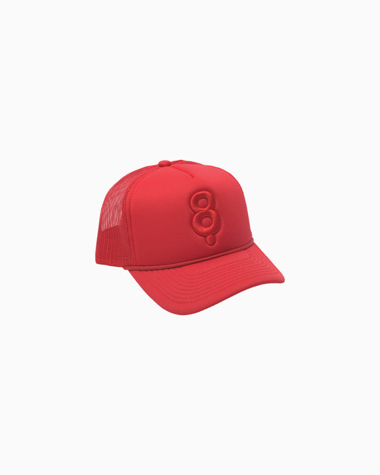 8 LOGO PADDED TRUCKER HAT